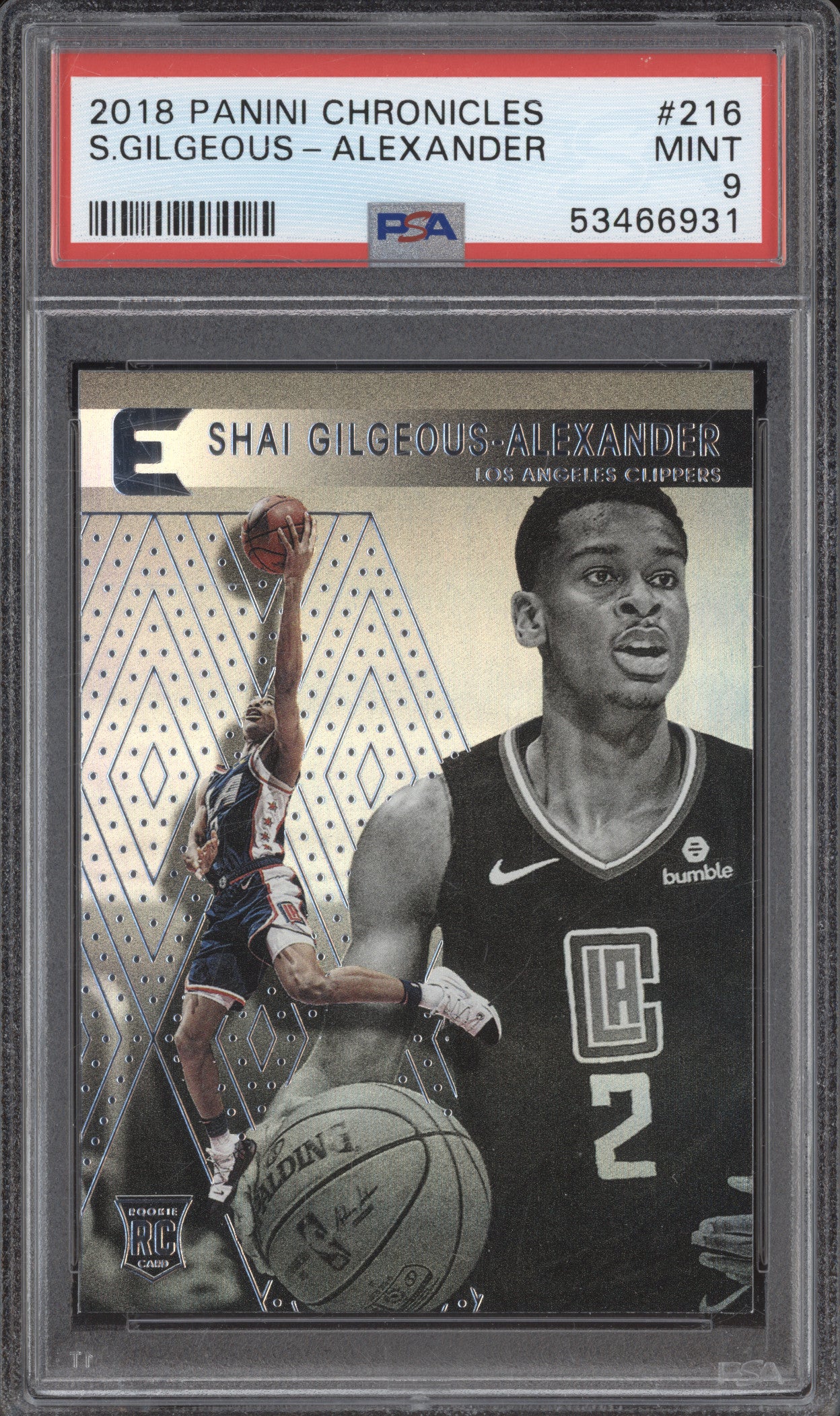 2018-19 Panini Chronicles 216 Shai Gilgeous-Alexander Essentials RC PSA 9