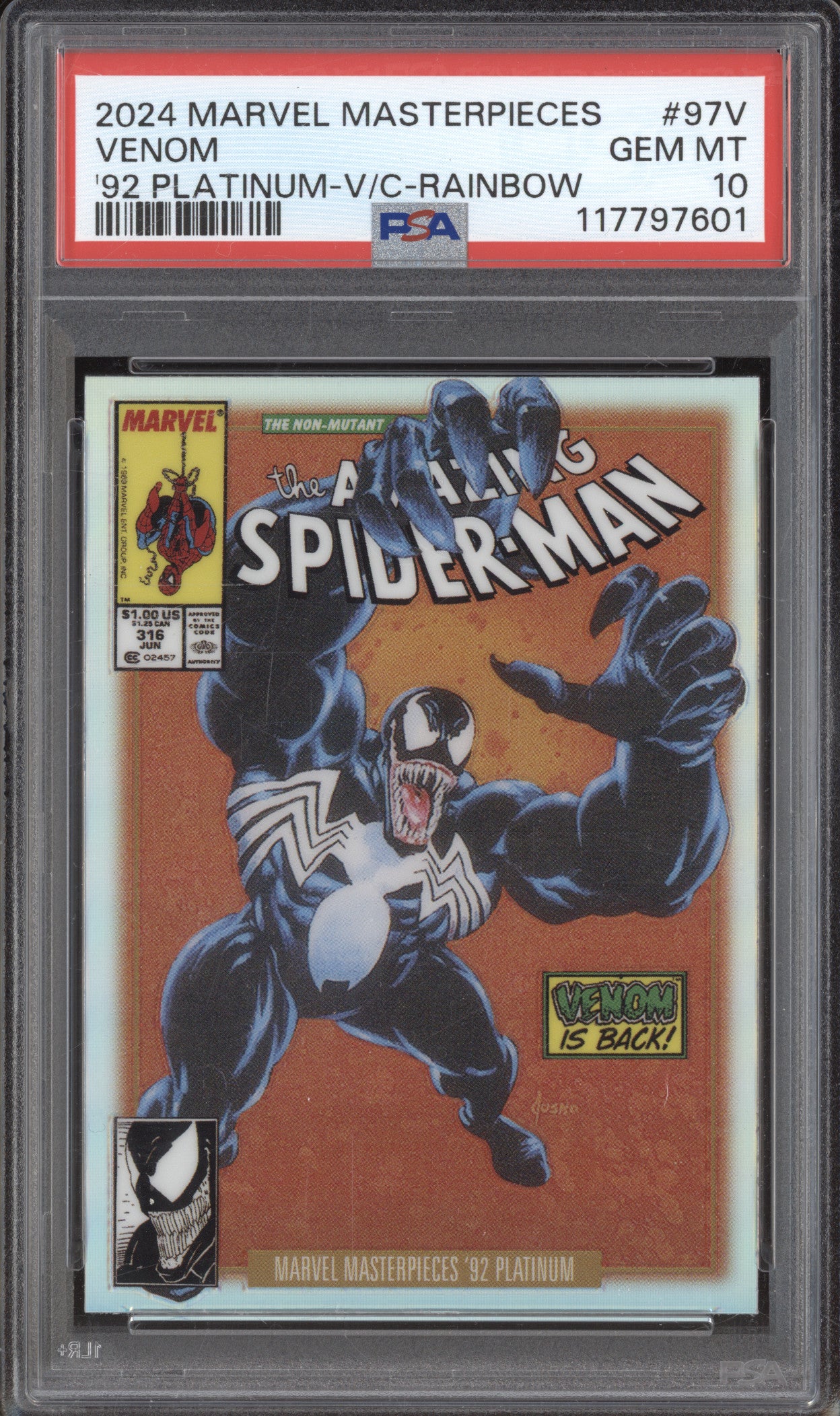 Venom  SkyBox Marvel Masterpieces 97-V Variant Cover Rainbow PSA 10