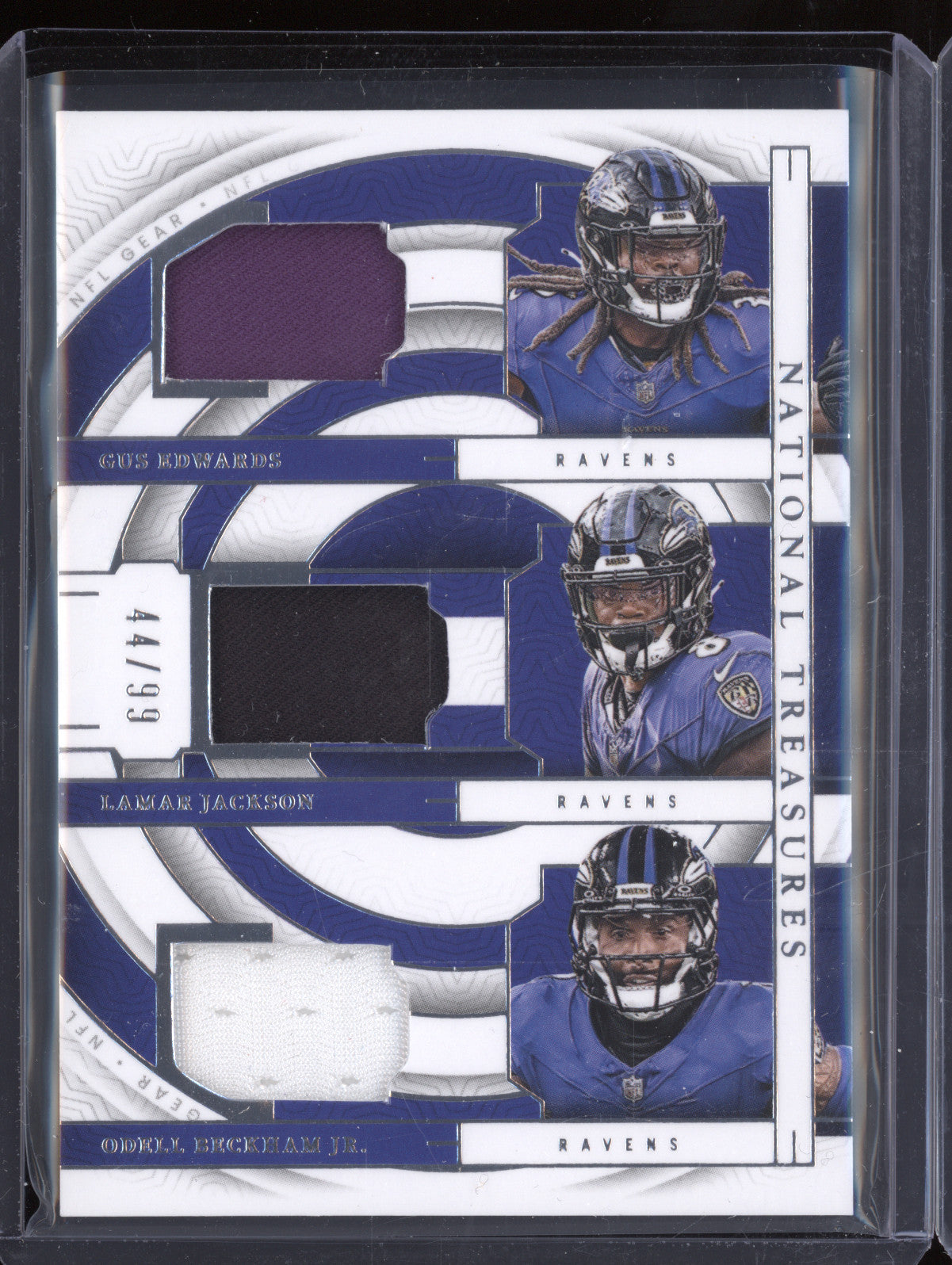 Edwards Lamar Jackson Odell 2023 Panini National Treasures NFL Gear Trio /99