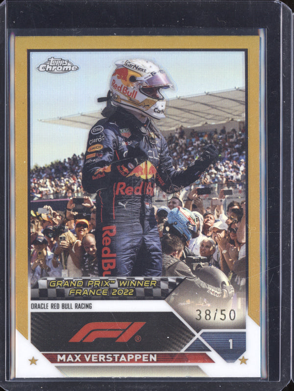 Max Verstappen 2023 Topps Chrome F1 155 Gold Refractor 38/50