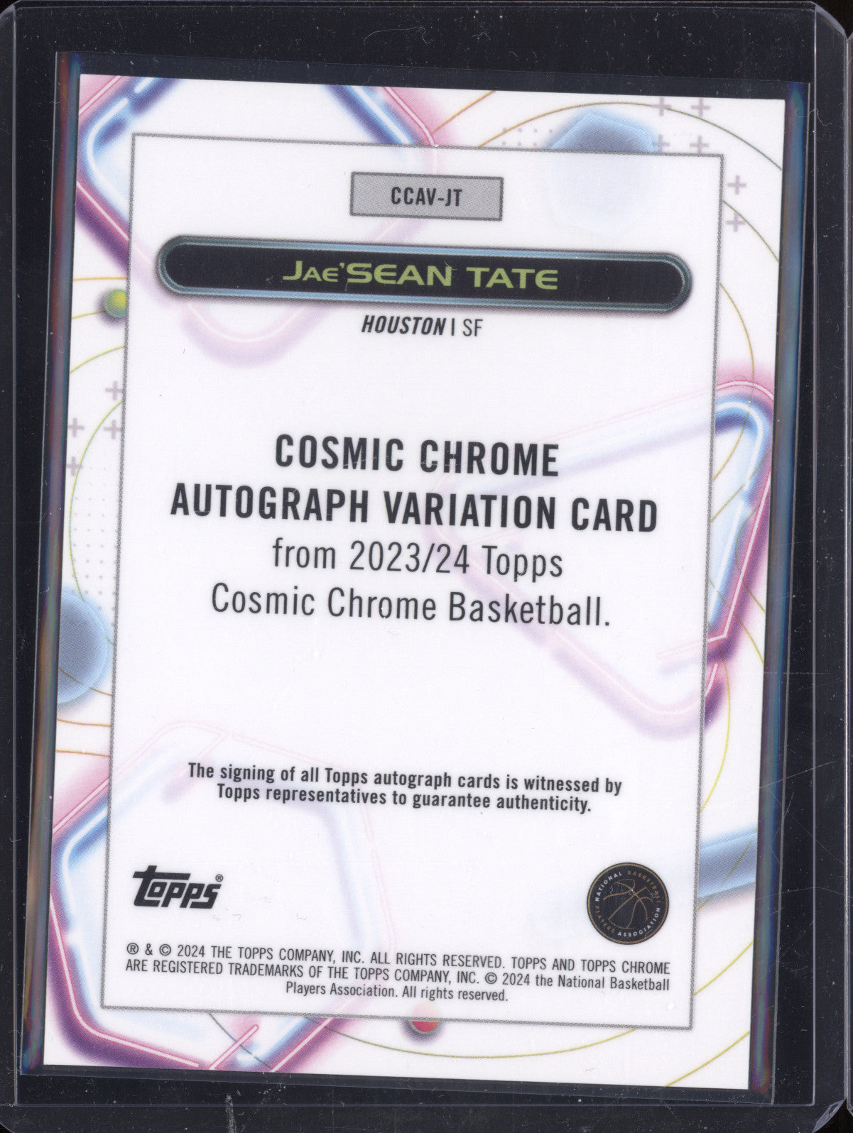 Jae'Sean Tate 2023-24 Topps Cosmic Chrome CCAV-JT Black Eclipse Auto 9/10