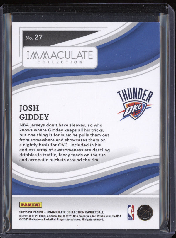 Josh Giddey 2022-23 Panini Immaculate 27 30/99