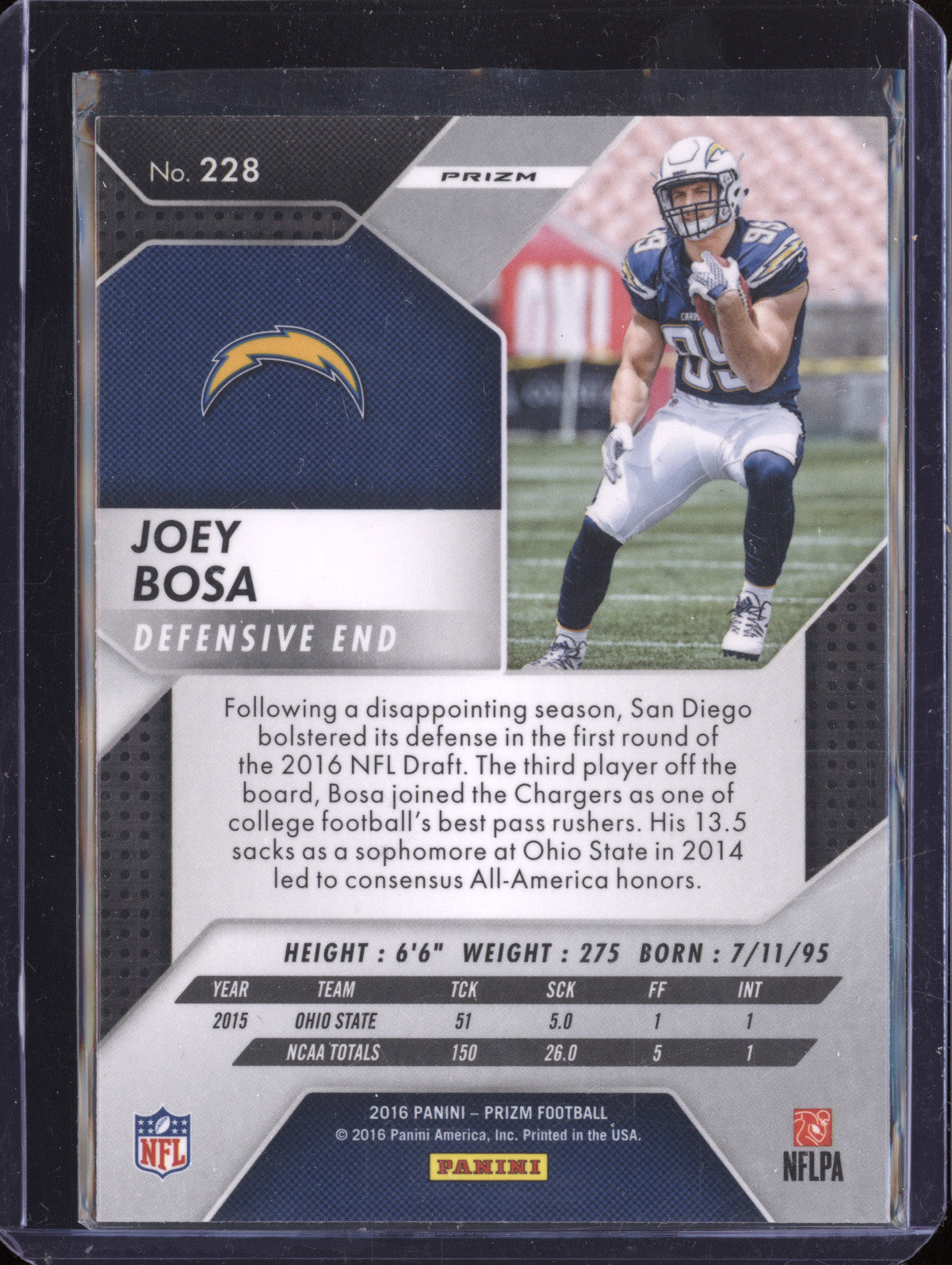 Joey Bosa 2016 Panini Prizm 228 Red White Blue RC
