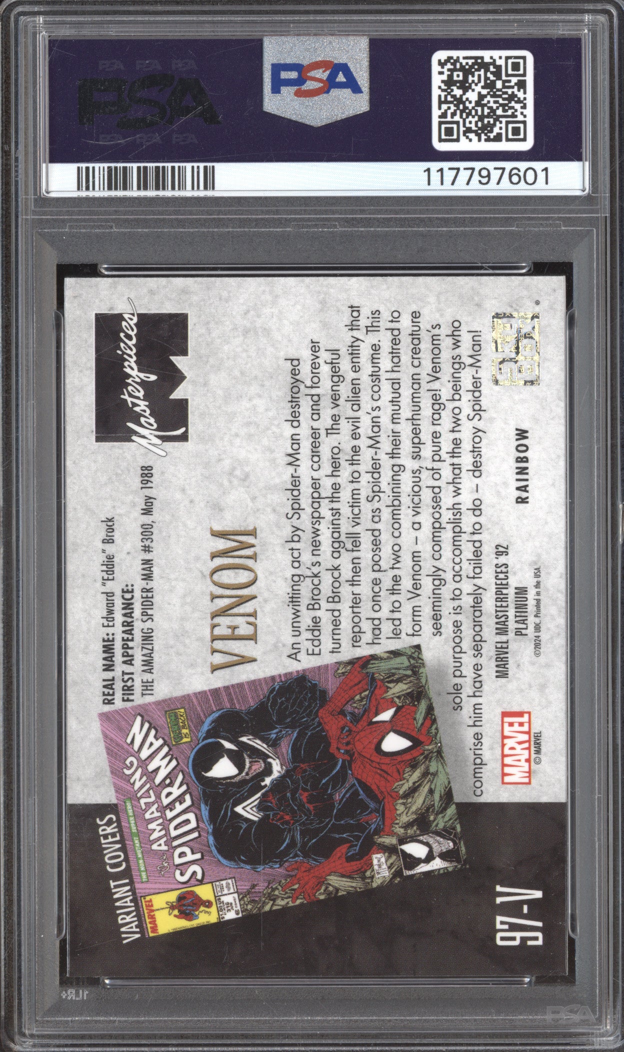 Venom  SkyBox Marvel Masterpieces 97-V Variant Cover Rainbow PSA 10