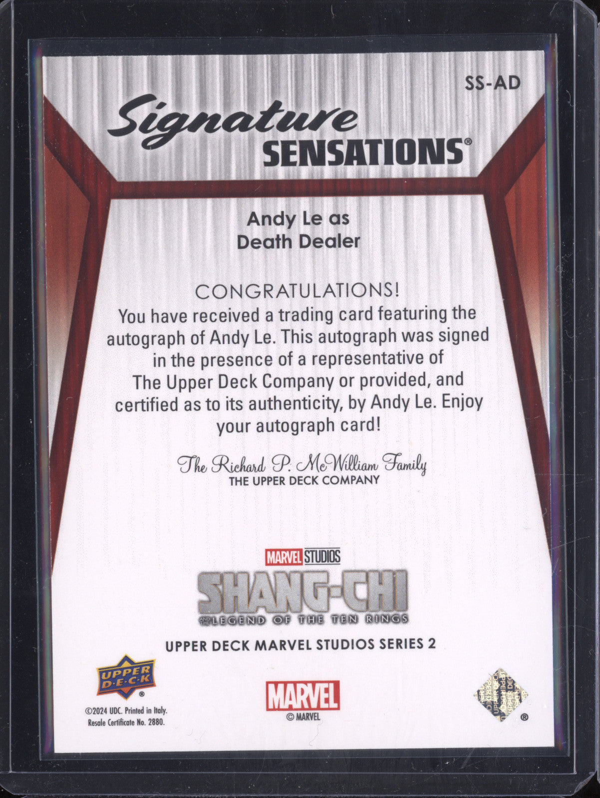Death Dealer 2024 Upper Deck Marvel Studios Series 2 SS-AD Signature Sensations