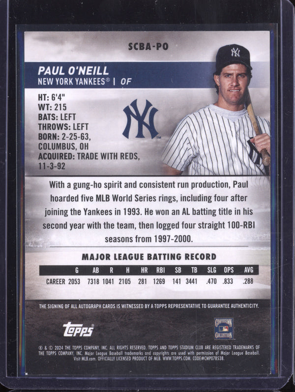 Paul O'Neill 2024 Topps Stadium Club SCBA-PO Autograph