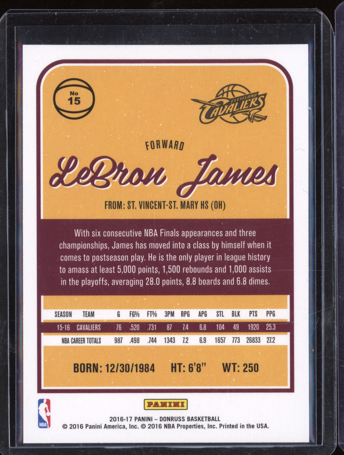 LeBron James 2016-17 Panini Donruss 15