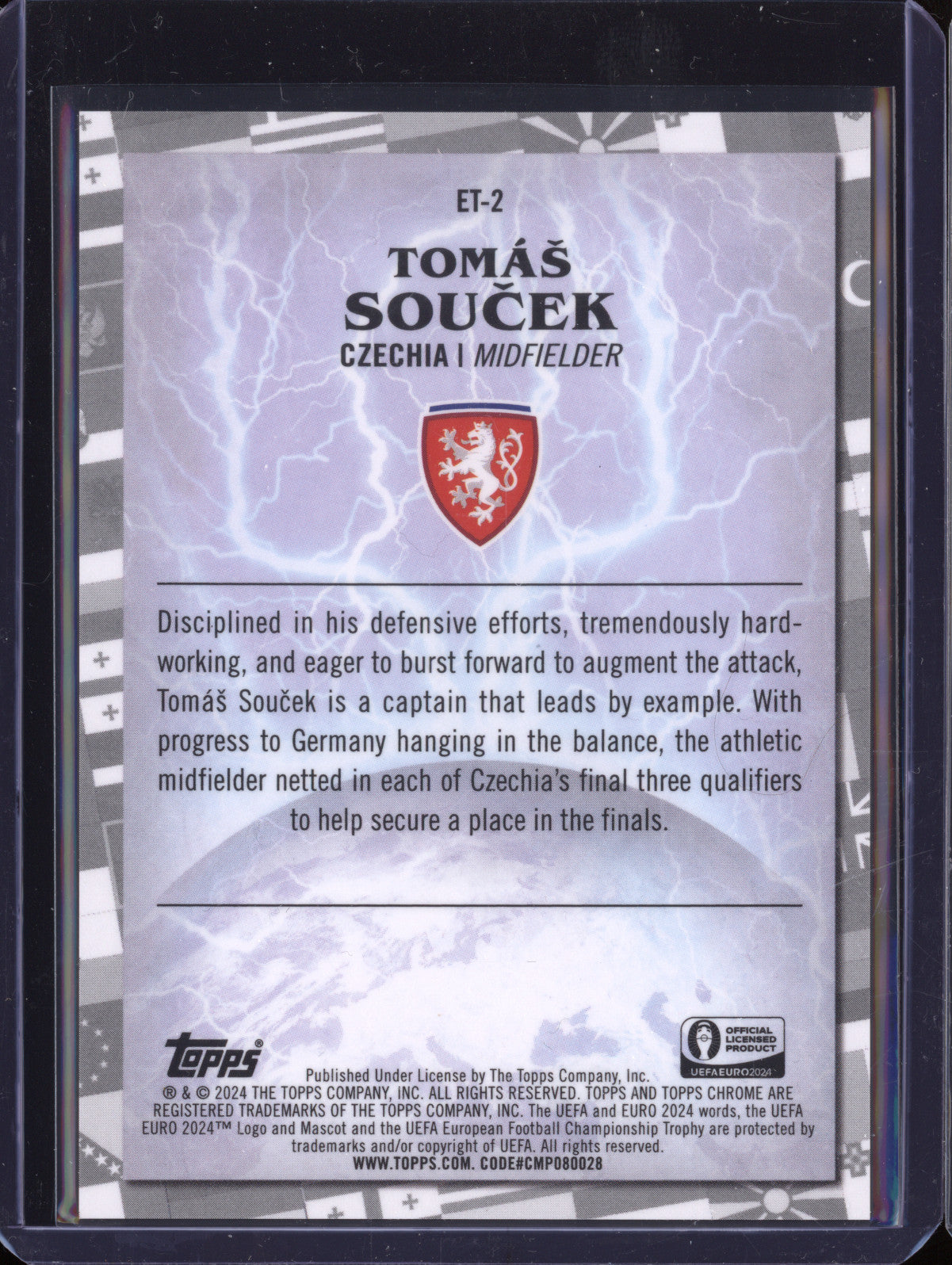 Tomas Soucek 2024 Topps Chrome Euro 2024 ET-2 European Tour