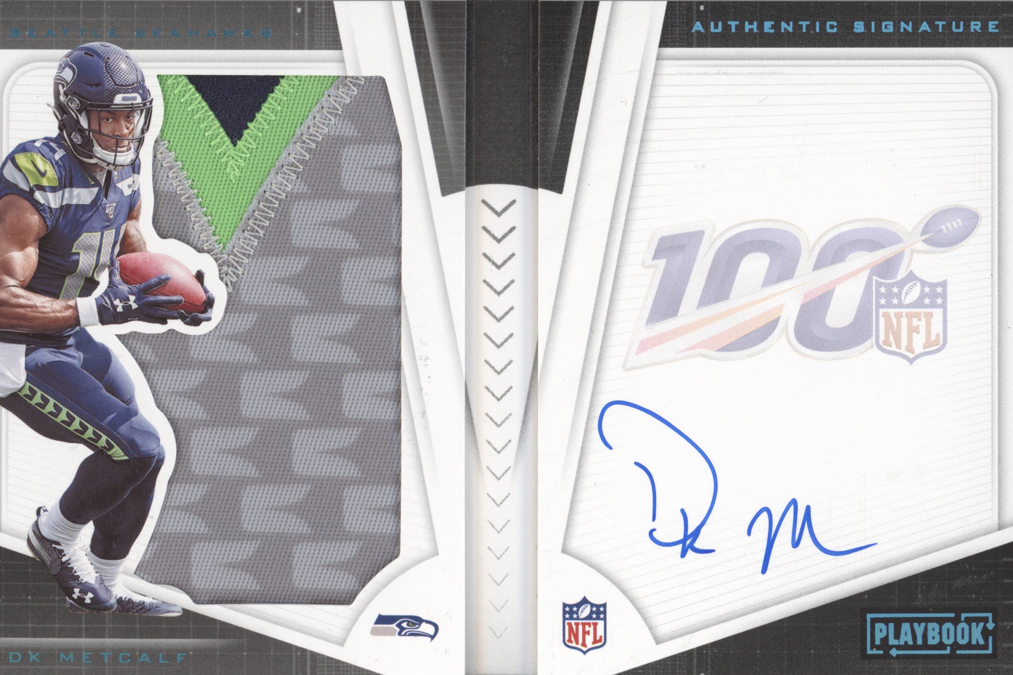 DK Metcalf 2019 Panini Playbook 213 Rookie Jumbo Memorabilia Booklet 21/49