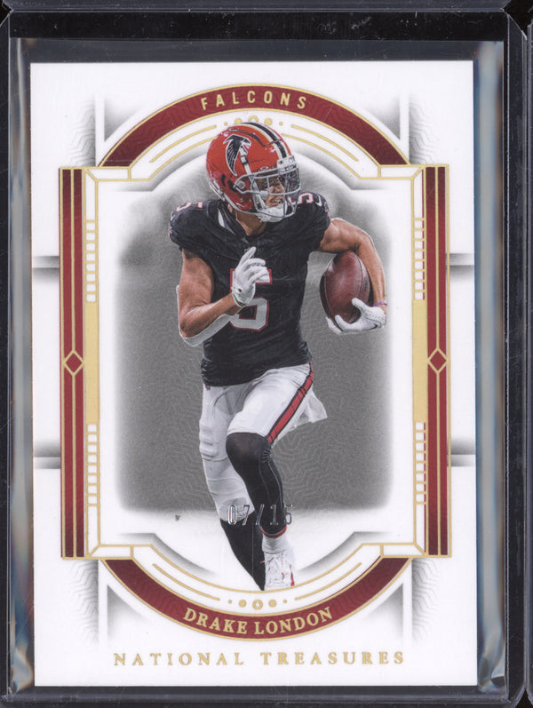 Drake London 2023 Panini National Treasures 4 Holo Gold 7/15