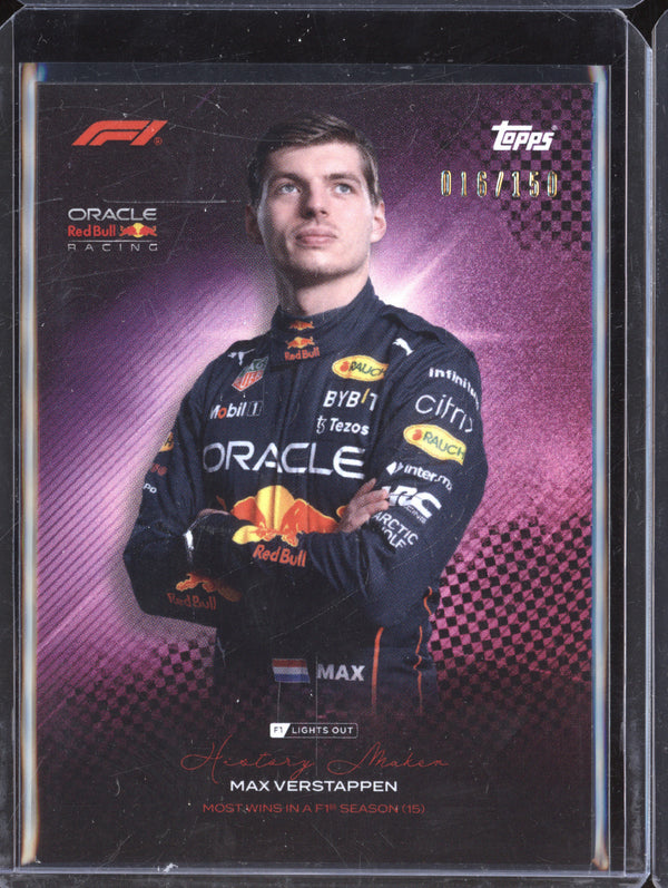 Max Verstappen 2022-23 Topps F1 Lights Out History Maker 16/150