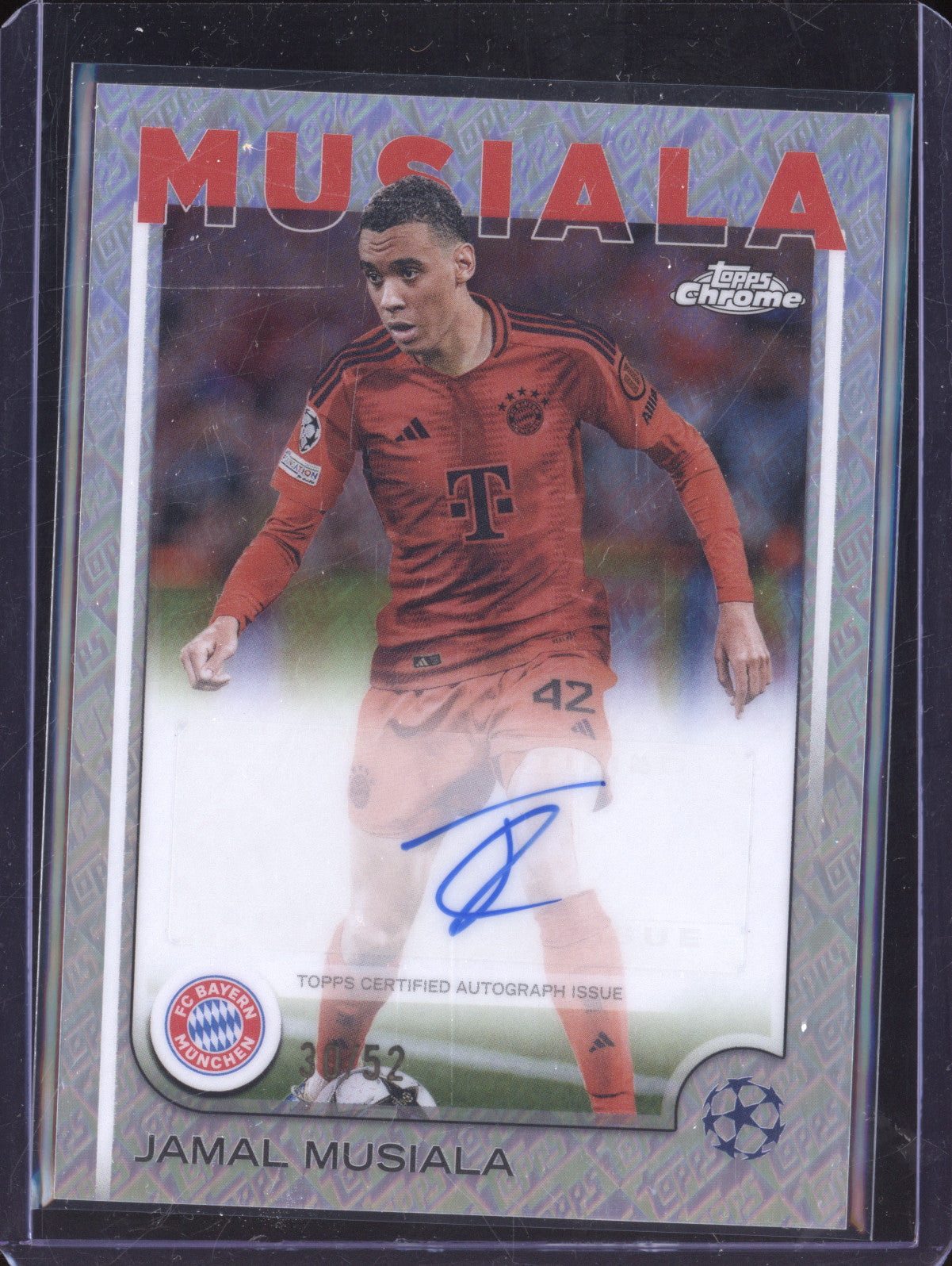 Jamal Musiala 2024-25 Topps Chrome CA-JM Toppsfractor Auto 30/52