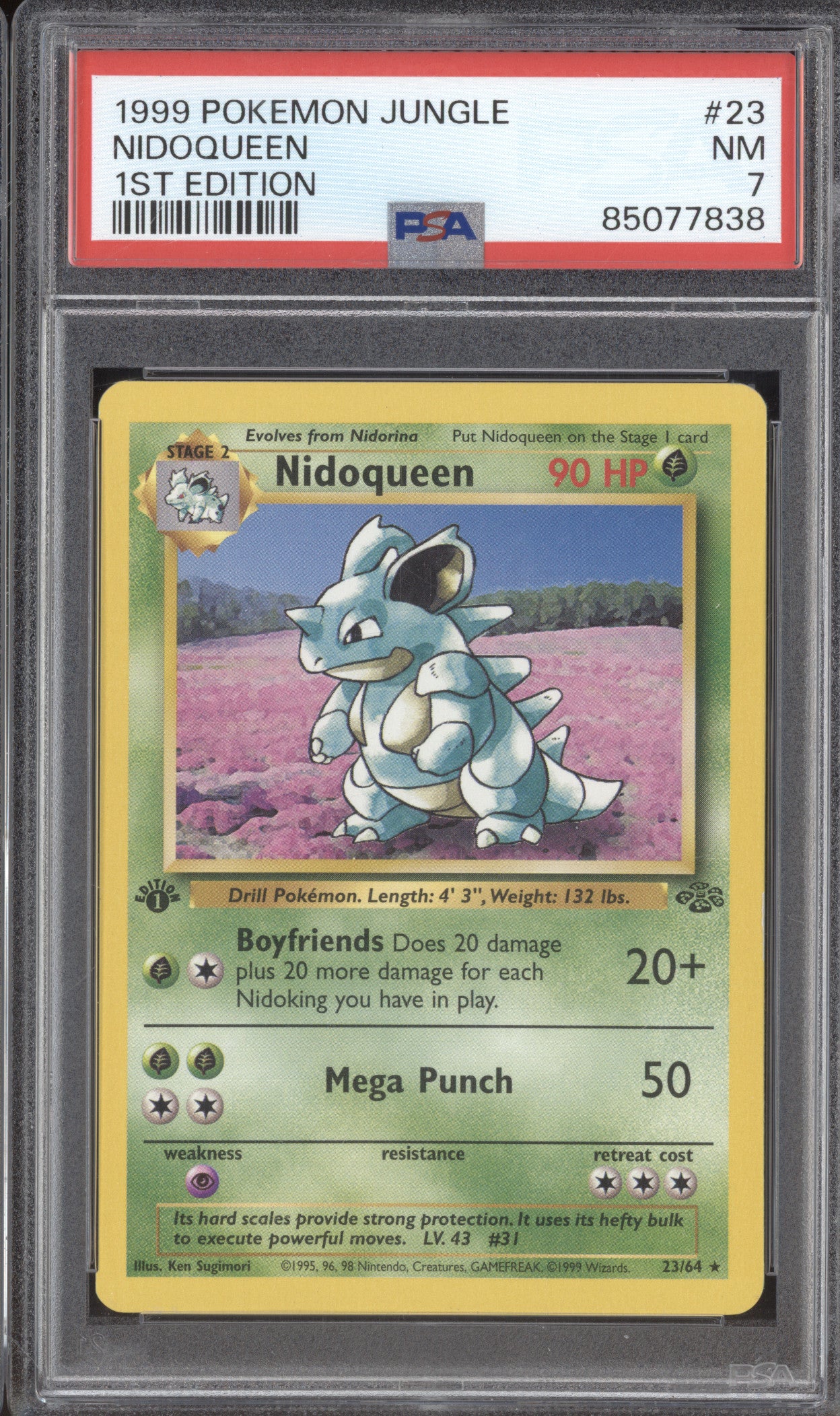 Nidoqueen 1999 Pokemon Jungle 23/64 1st Edition PSA 7