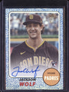 Jackson Wolf 2024 Topps Archives 68FF-JW 1968 Fan Favorites Blue  Auto RC 5/25