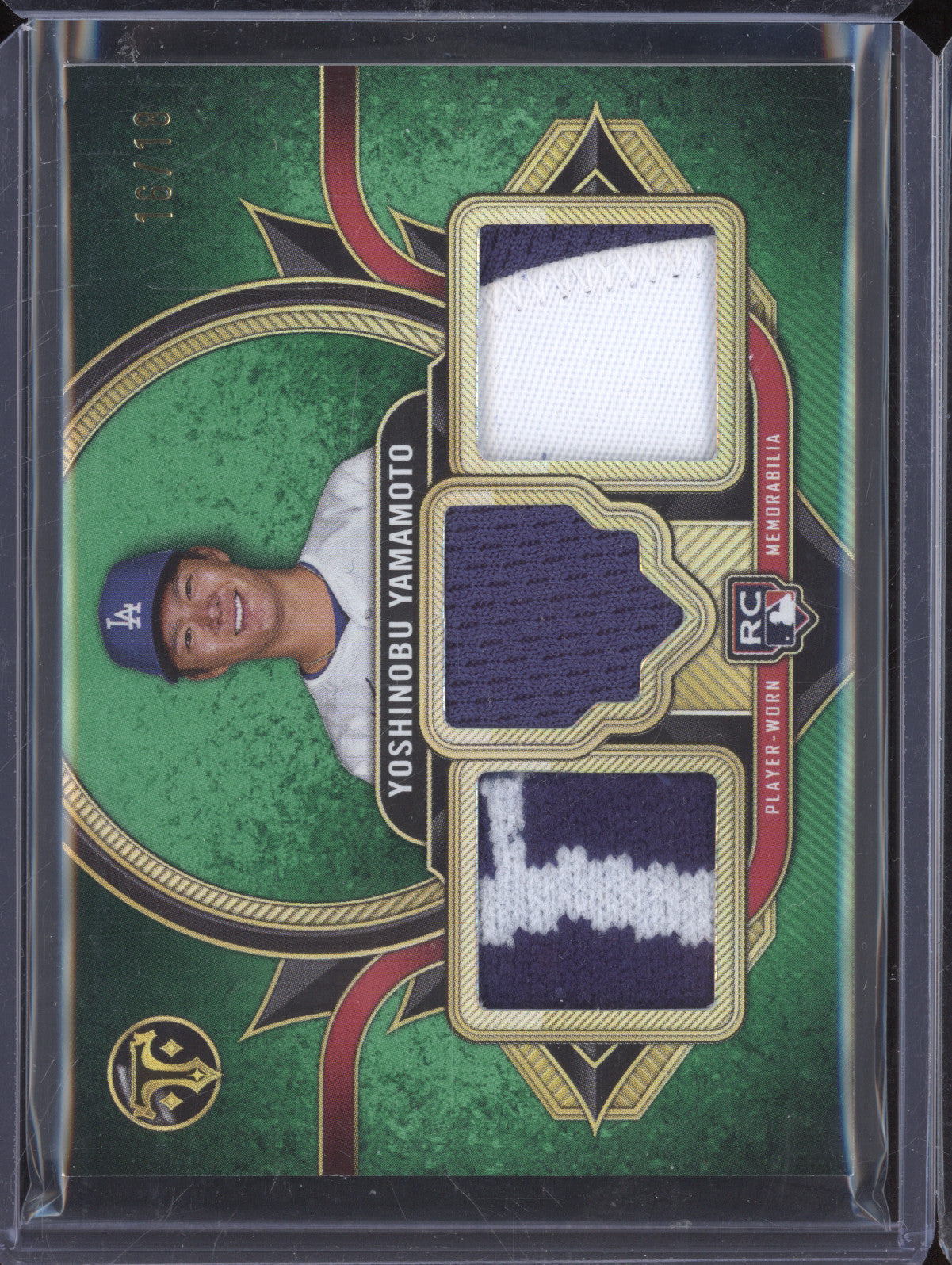 Yoshinobu Yamamoto 2024 Topps Triple Threads RTR-YY Rookie Team Relics RC 16/18