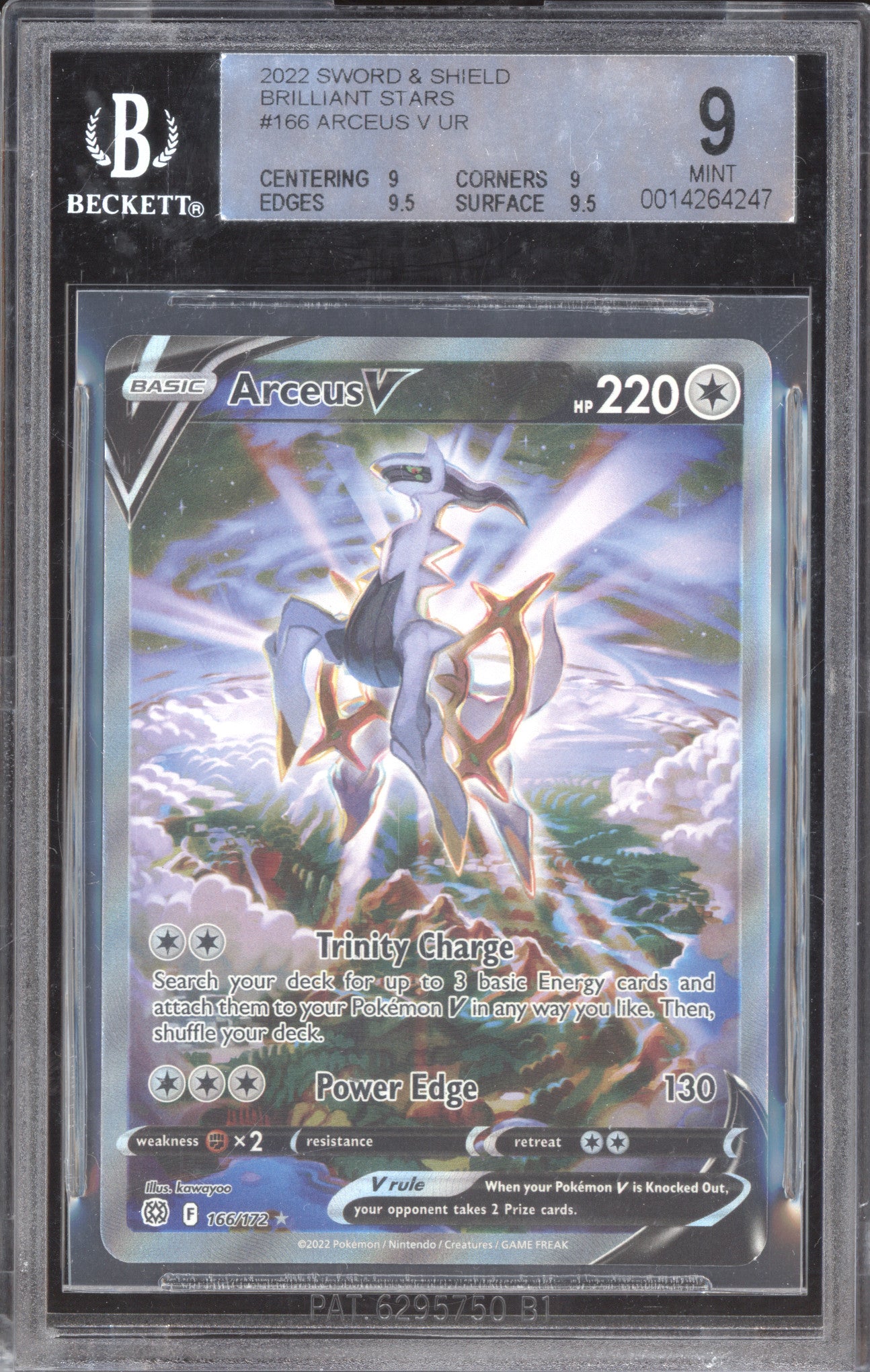 Arceus V 2022 Pokemon Brilliant Stars 166/172 Ultra Rare BGS 9