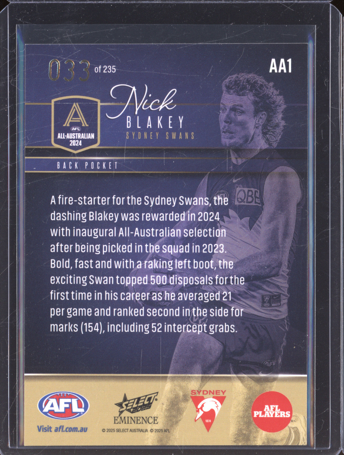 2025 AFL Select Eminence AA1 Nick Blakey All Australian 033/235