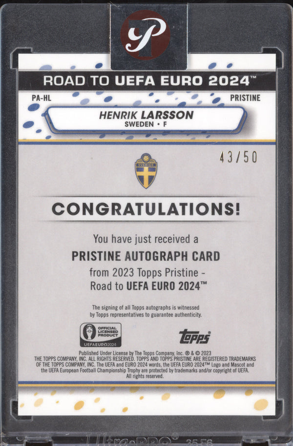 Henrik Larsson 2023 Topps Pristine Road to UEFA Euro 2024 Gold Auto 43/50