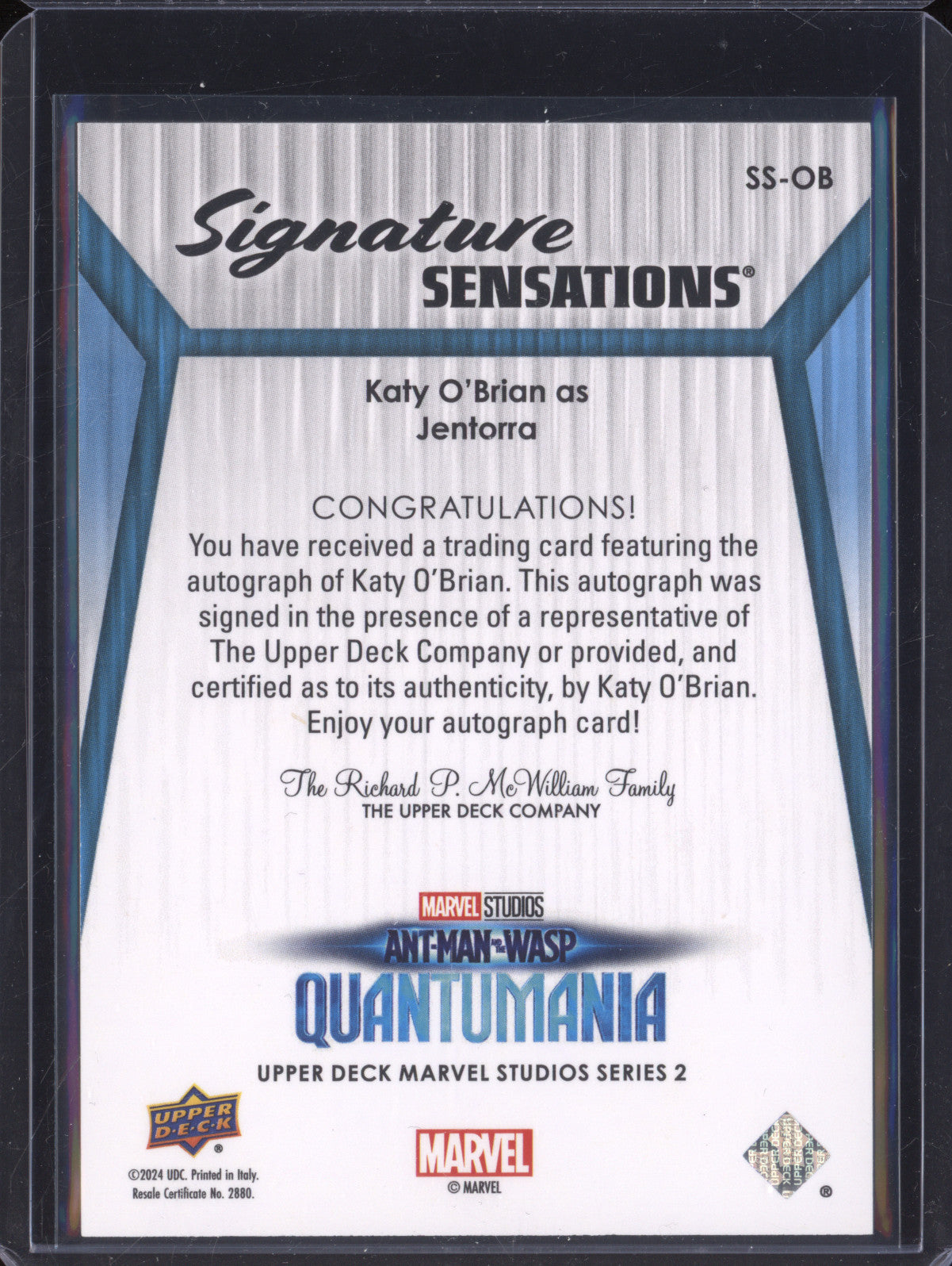 Jentorra 2024 Upper Deck Marvel Studios Series 2 SS-OB Signature Sensations