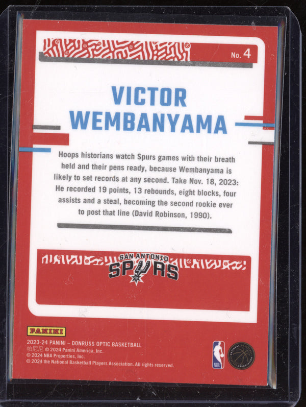 Victor Wembanyama 2023-24 Panini Donruss Optic 4 The Rookies RC