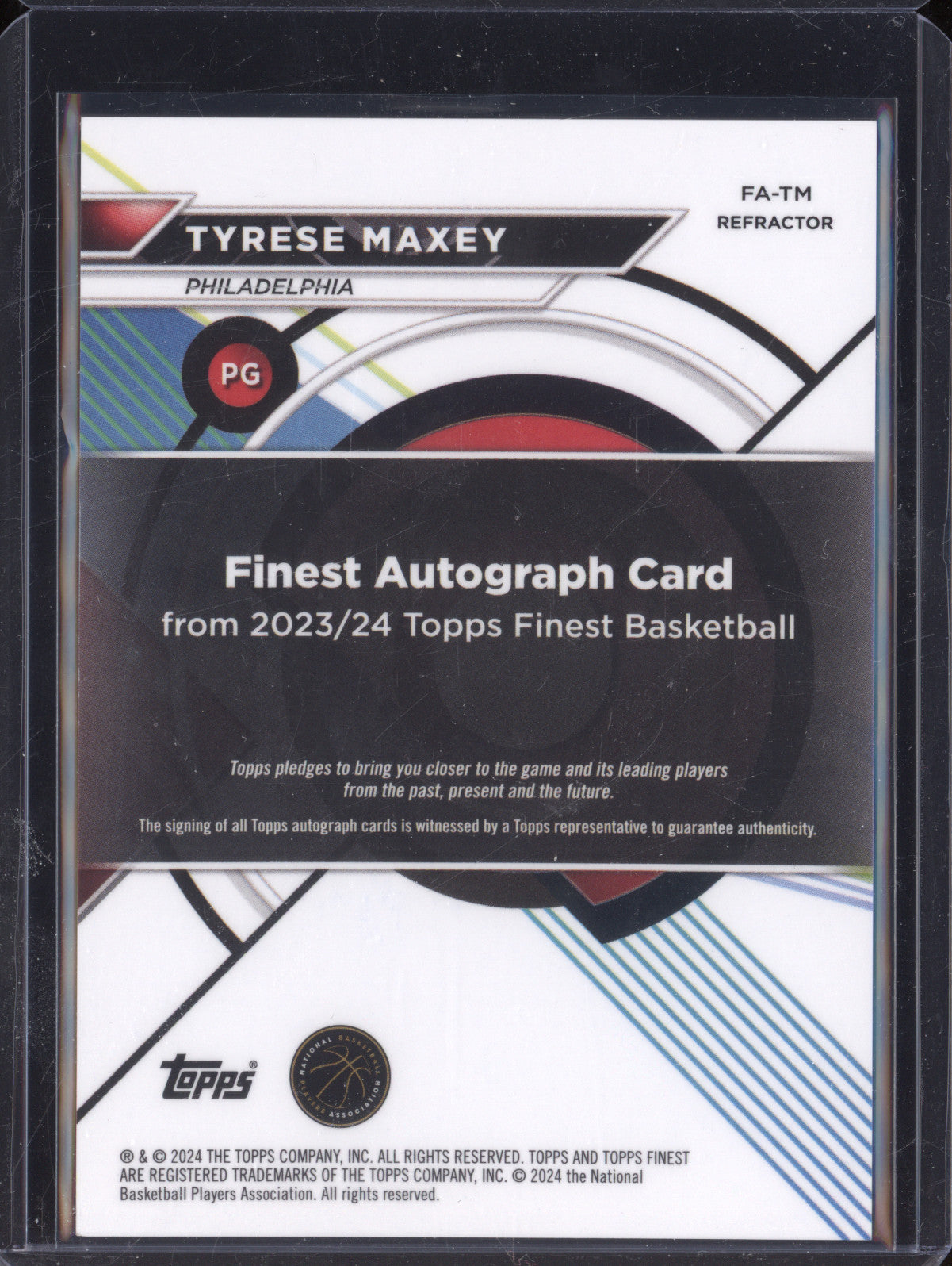 Tyrese Maxey 2023-24 Topps Finest FA-TM Refractor Auto