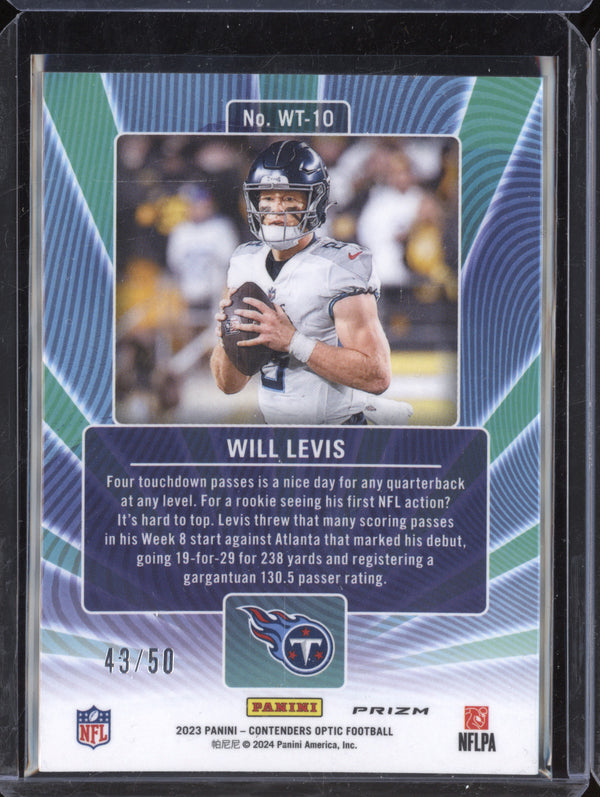 Will Levis 2023 Panini Contenders Optic WT-10 Winning Tickets Orange 43/50