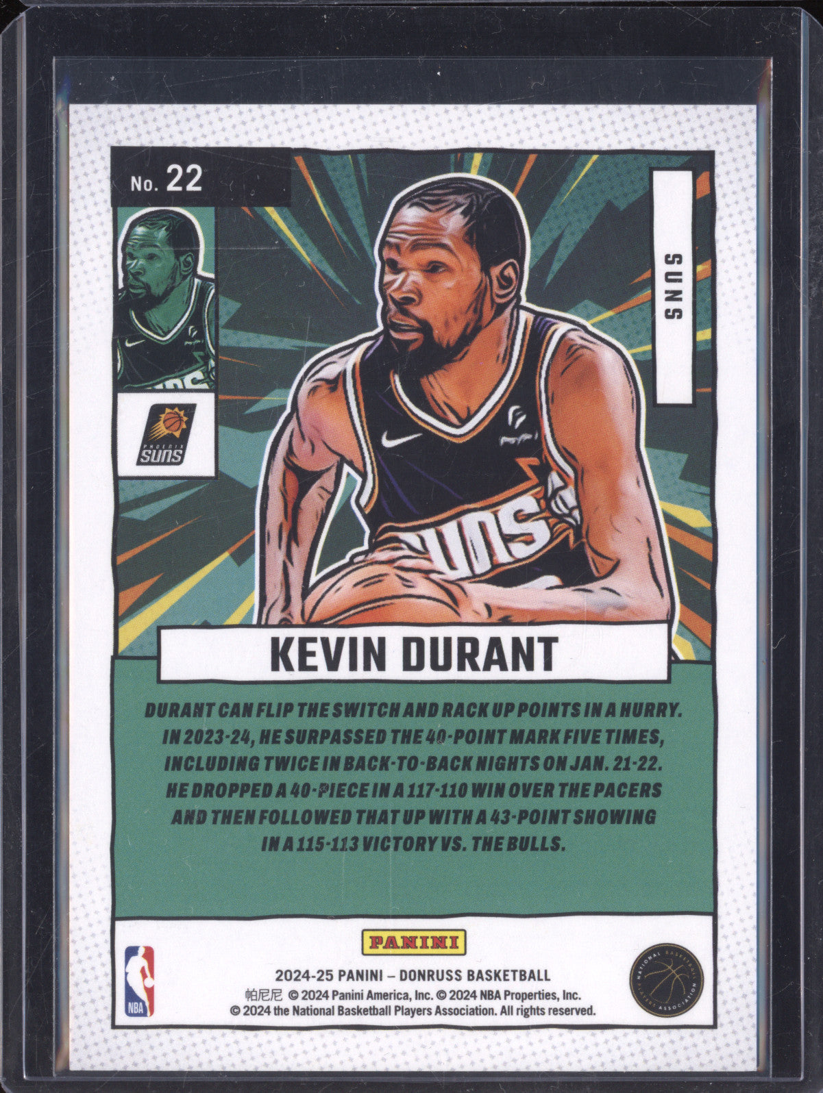 Kevin Durant 2024-25 Panini Donruss 22 Net Marvels Blue Stars 32/99
