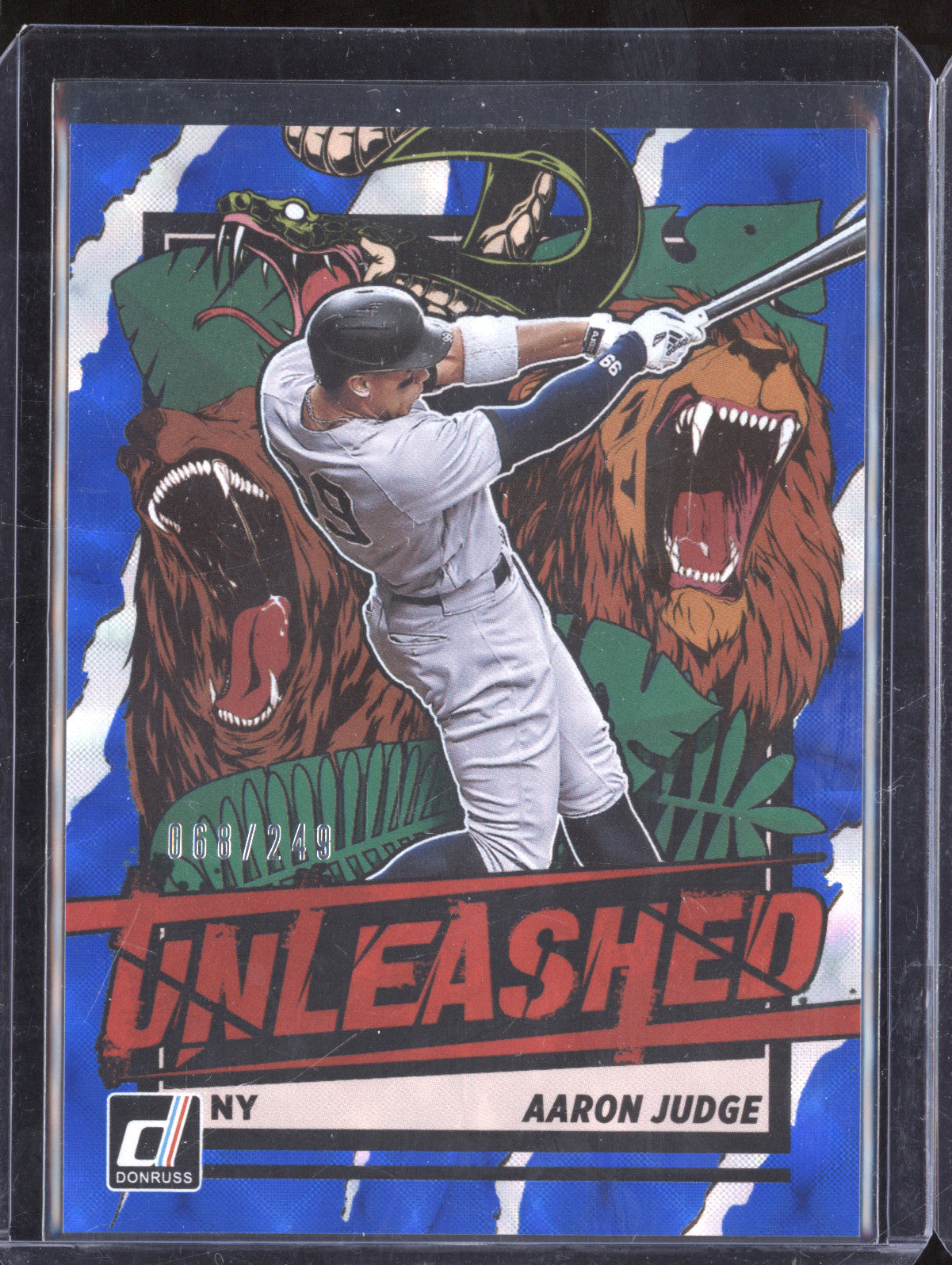 Aaron Judge 2021 Panini Donruss UNL8 Unleashed Blue 68/249
