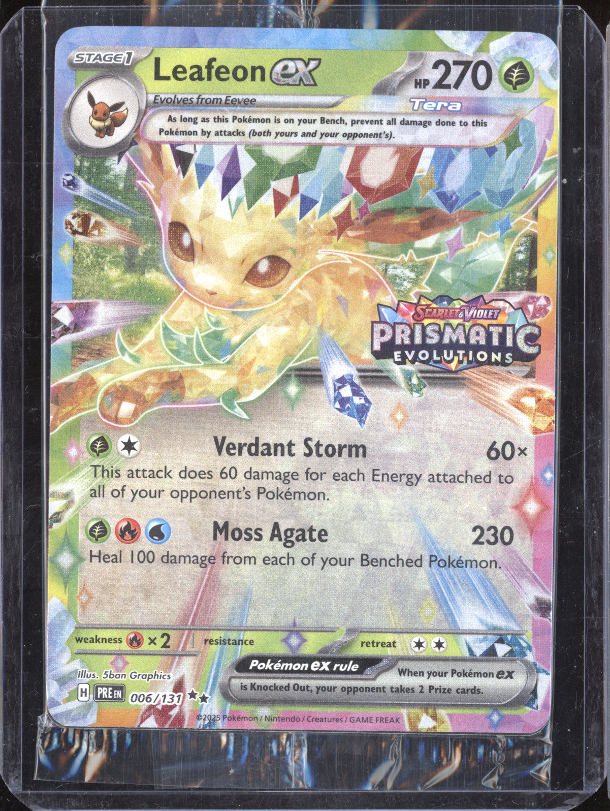 Leafeon ex 2025 Pokemon Prismatic Evolutions 006/131 Stamped Promo