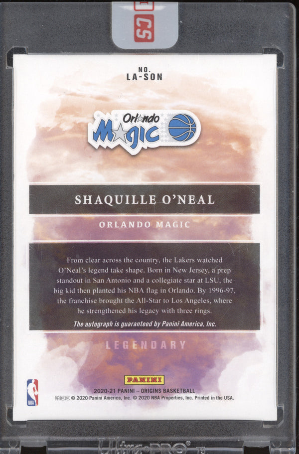 Shaquille O'Neal 2020-21 Panini Origins LA-SON Legendary Autographs Gold 10/10