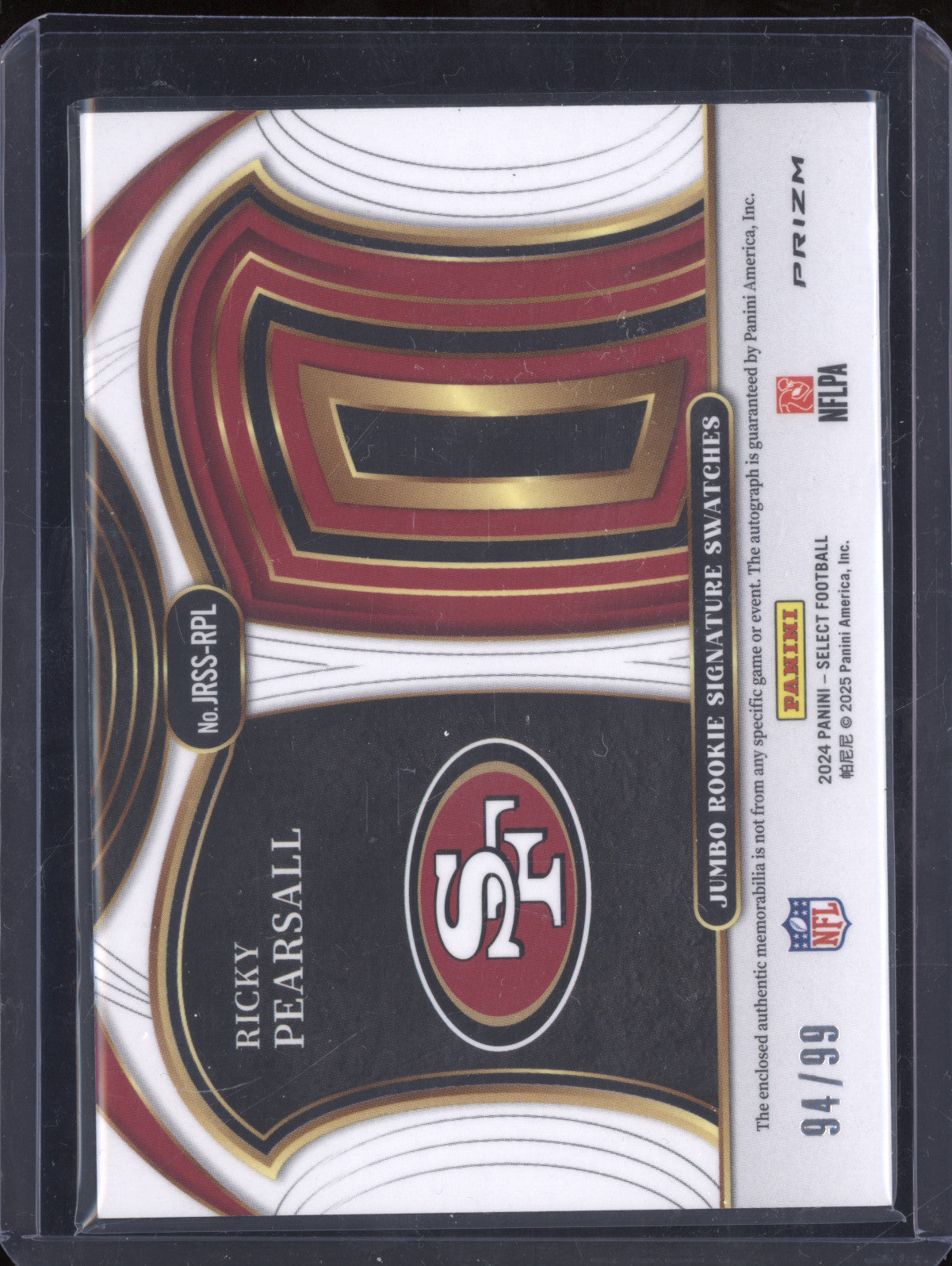 Ricky Pearsall 2024 Panini Select JRSS-RPL Rookie Patch Auto RC 94/99