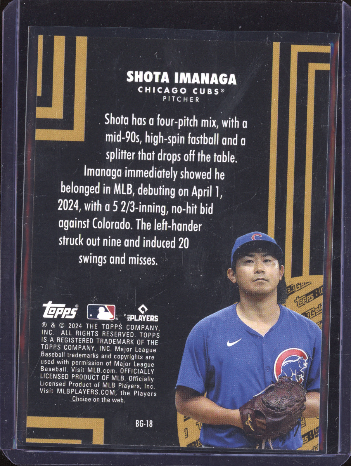 Shota Imanaga 2024 Topps Update Series BG-18 Black Gold Blue RC