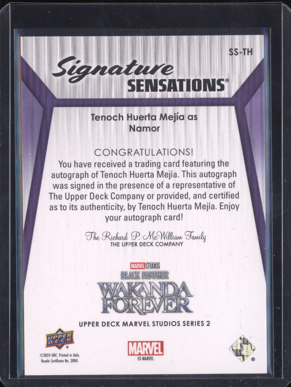Namor 2024 Upper Deck Marvel Studios Series 2 SS-TH Signature Sensations