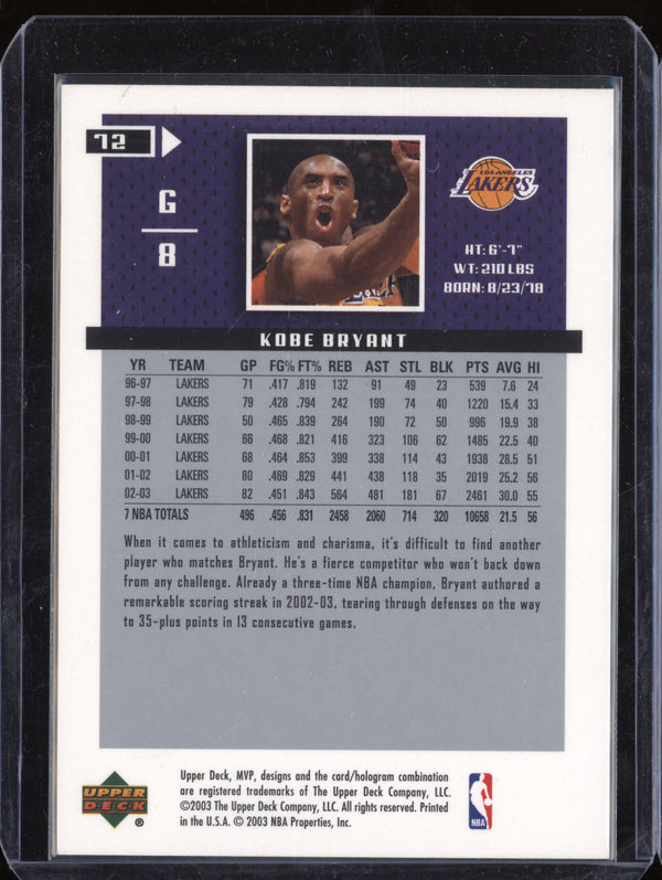 Kobe Bryant 2003-04 Upper Deck MVP 72