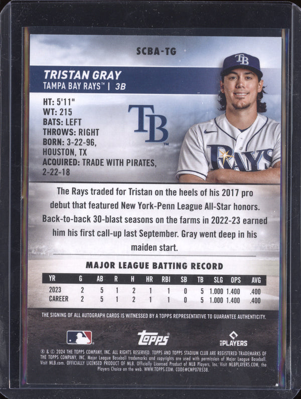 Tristan Gray 2024 Topps Stadium Club SCBA-TG Autograph RC