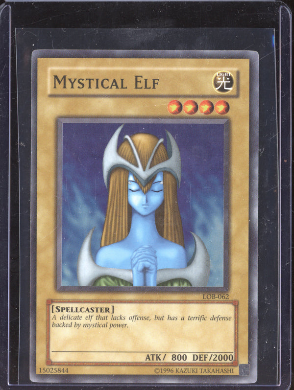 Mystical Elf 2003 Yugioh Legend of Blue Eyes White Dragpn LOB-062 Super Rare