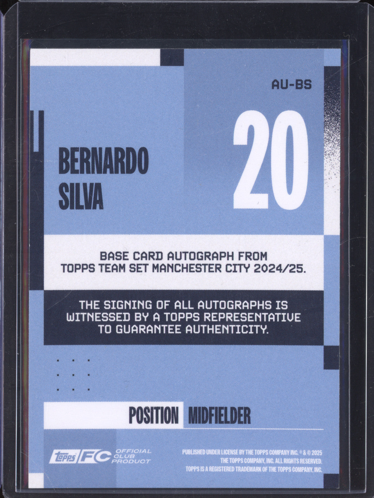 Bernardo Silva 2024-25 Topps Team Set Manchester City AU-BS Autograph 2/50