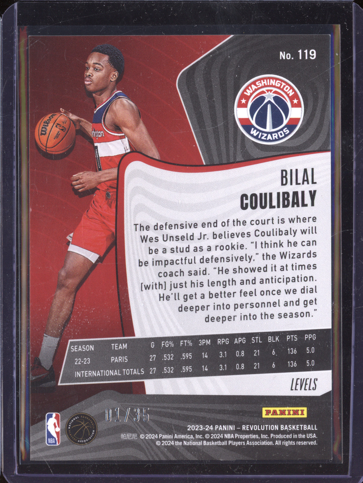 Bilal Coulibaly 2023-24 Topps Revolution 119 Levels RC 1/35