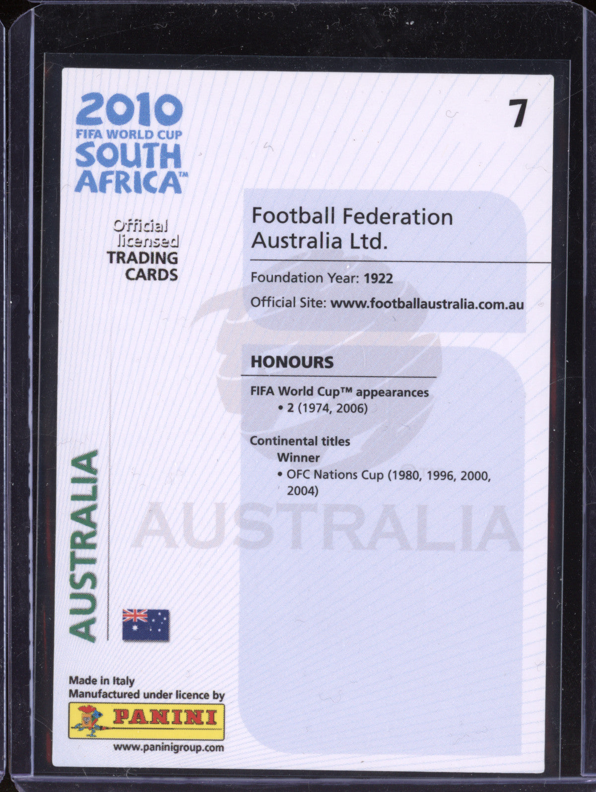 Australia 2010 Panini World Cup 7 Australia Team Logo