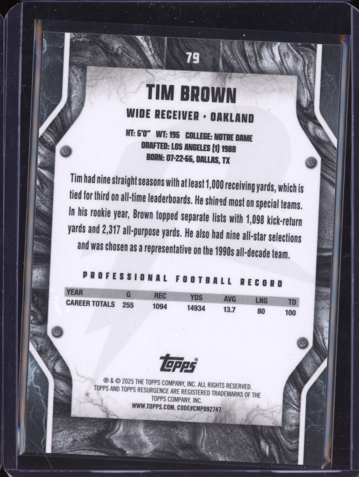 Tim Brown 2024 Topps Resurgence 79 Lime Green Static 13/15