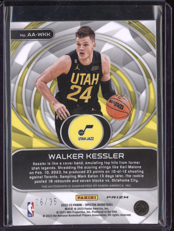 Walker Kessler 2022-23 Panini Spectra AA-WKK Aspiring Auto Purple RC 6/35