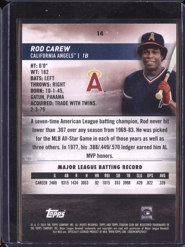 Rod Carew 2024 Topps Stadium Club 14 Gold Foil