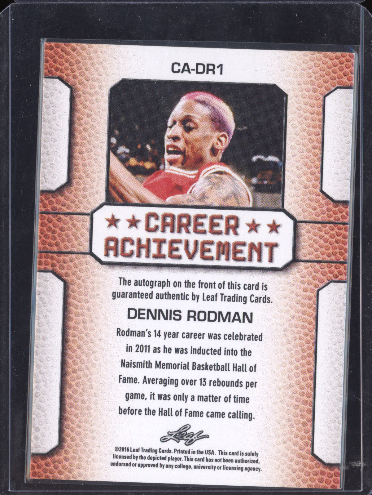 Dennis Rodman 2016 Leaf Best of Basketball CA-DR1 Career Achievement Auto