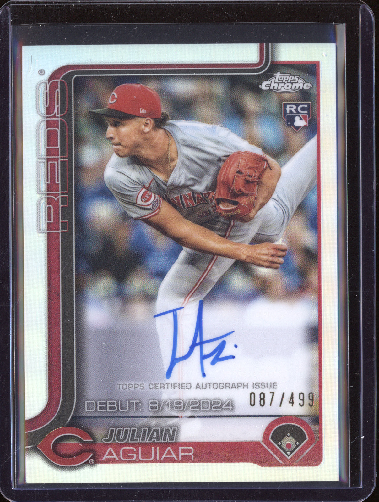 Julian Aguiar 2025 Topps Chrome Update CRDA-JA Refractor RC Auto /499