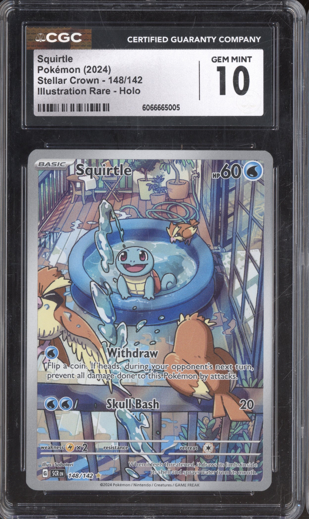 2024 Pokemon Stellar Crown SCR 148/142 Squirtle Illustration Rare CGC 10