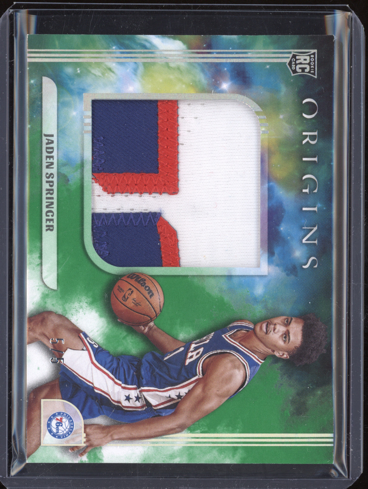 Jaden Springer 2021-22 Panini Origins JJ-SPR Rookie Jumbo Jersey Green RC 5/5