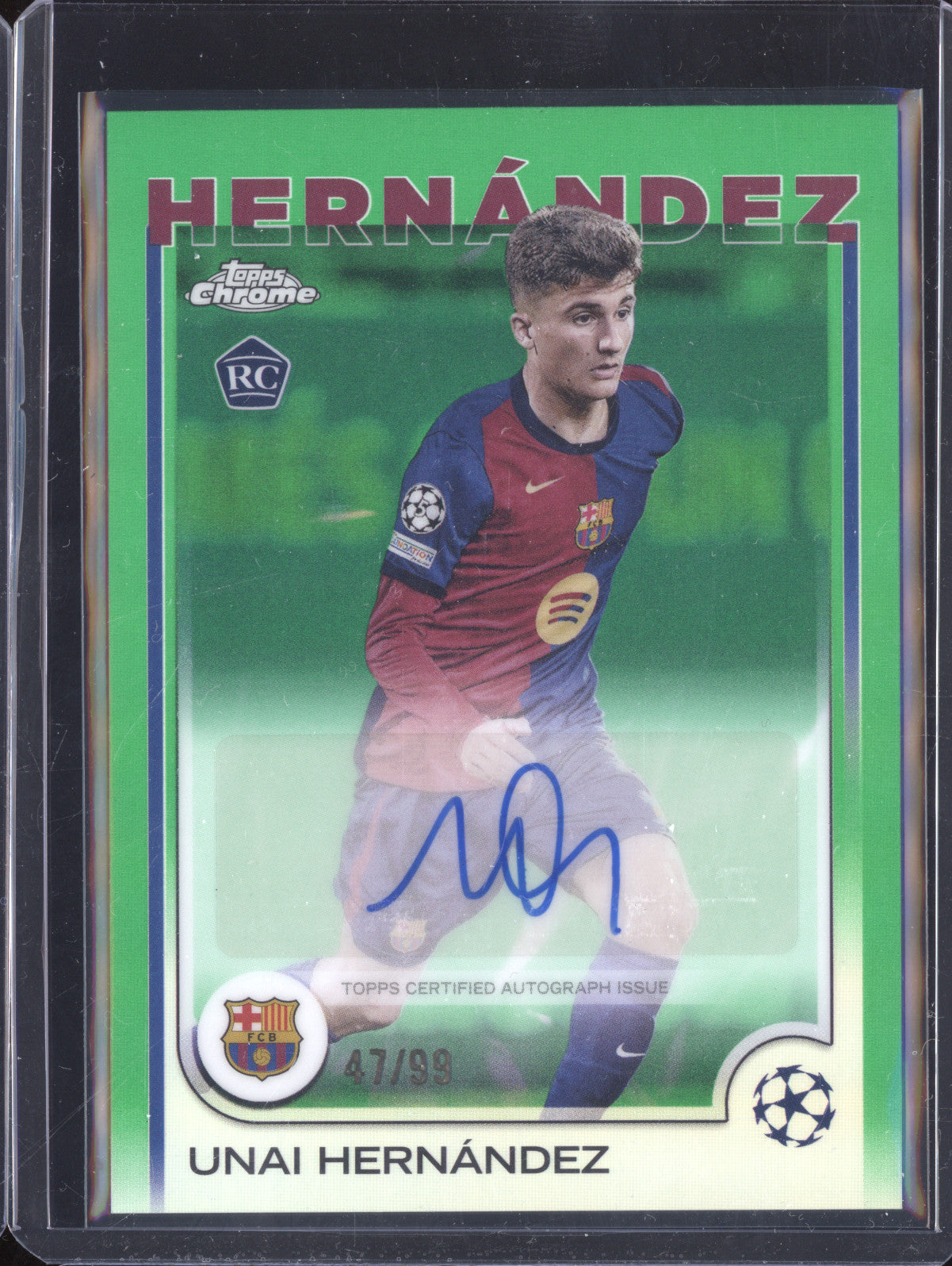 Unai Hernandez 2024-25 Topps Chrome CA-UH Green Refractor Auto RC 47/99