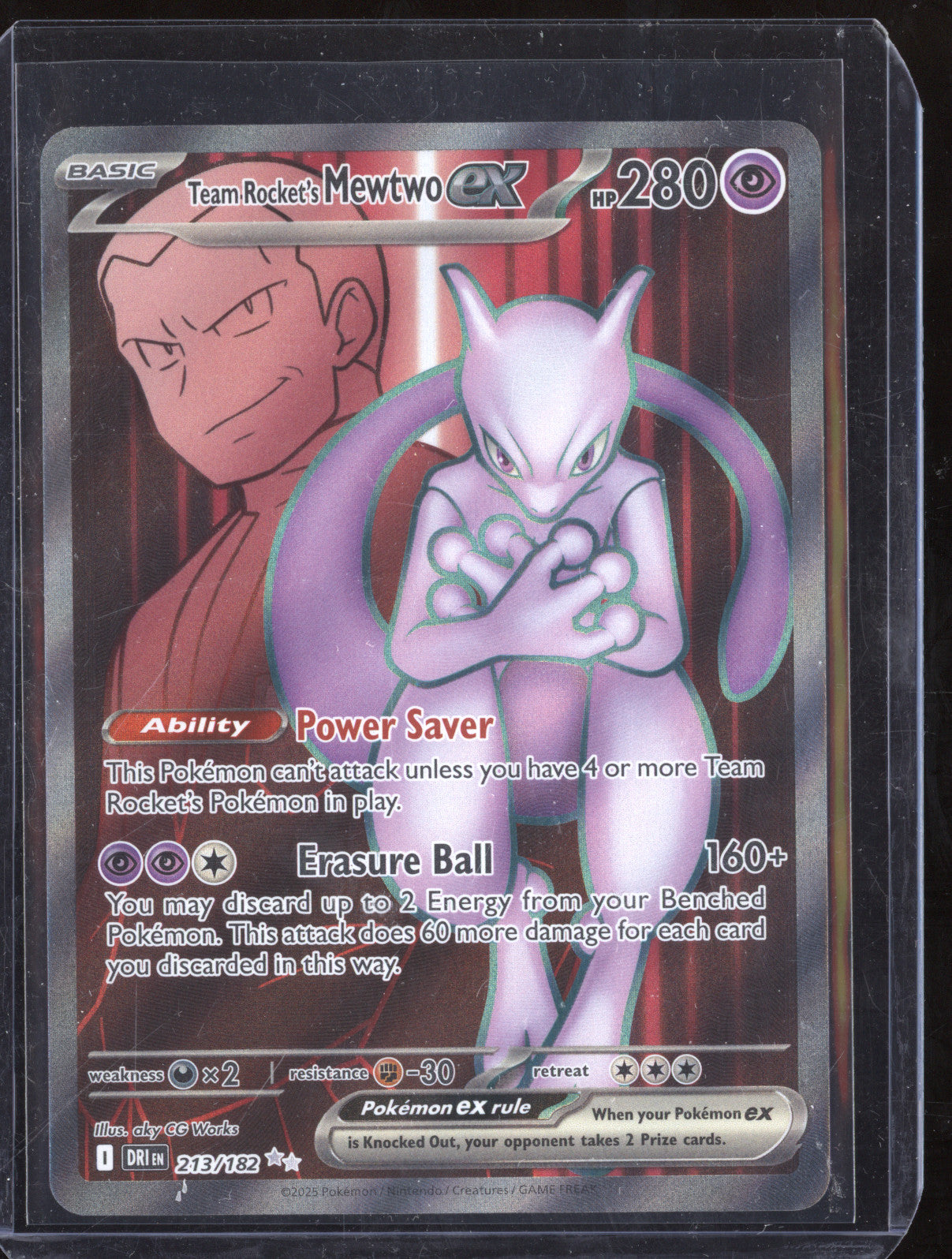 Team Rocket's Mewtwo ex 2025 Pokemon Destined Rivals 213/182 Ultra Rare