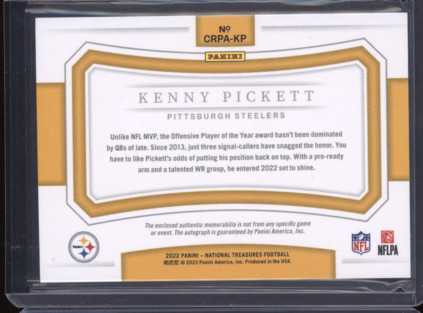 Kenny Pickett 2022 Panini National Treasures CRPA-KP Crossover Patch Autograph RC 74/99