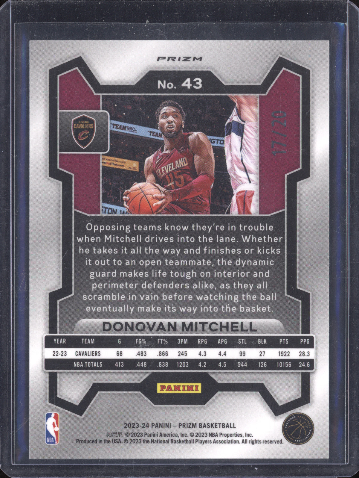 Donovan Mitchell 2023-24 Panini Prizm 43 Bronze Disco 17/20